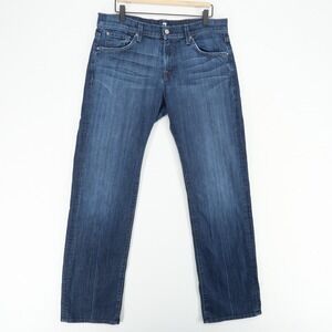 7 For All Mankind Austyn Jeans Mens 33 Blue Relaxed Straight Stretch Usa Made